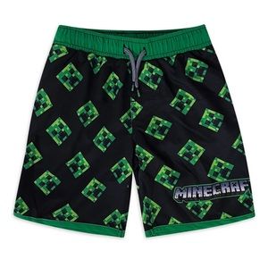 {Minecraft} Creeper Print Swim Trunks - Sz 10/12